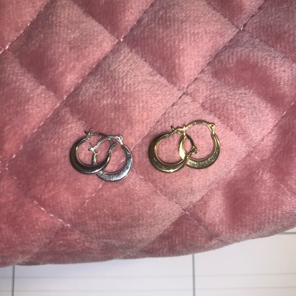 10k Gold and Silver Hoops